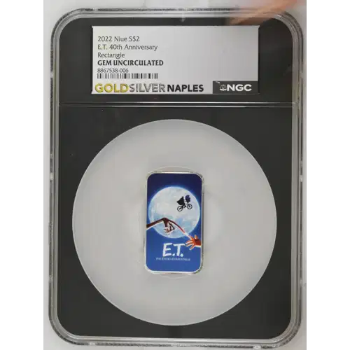 2022 - 1oz ET 40th Anniversary Silver Rectangle - Niue S$2 - NGC GEM UNC. (D-14)